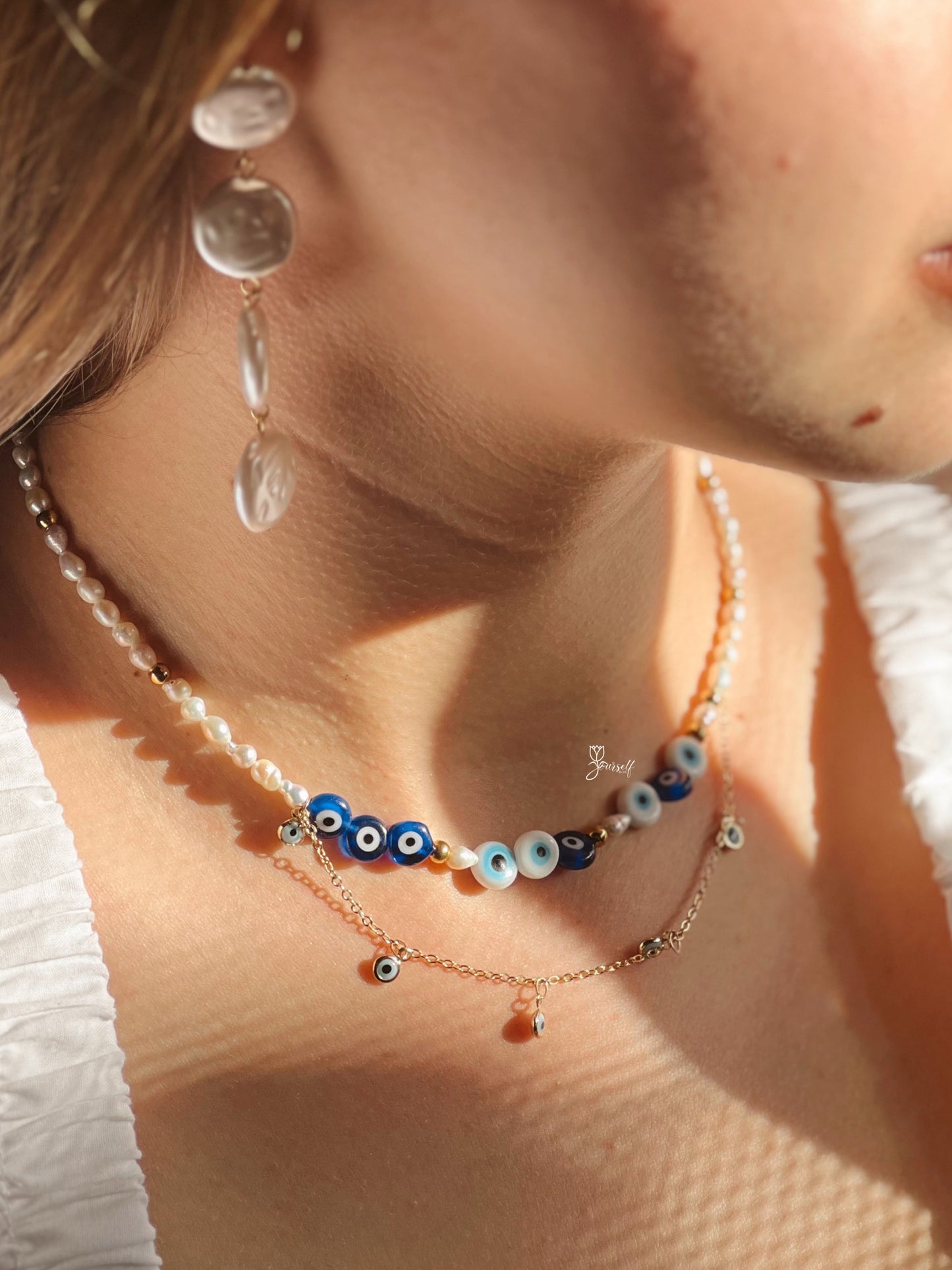 Collar perlas de rio ojo turco